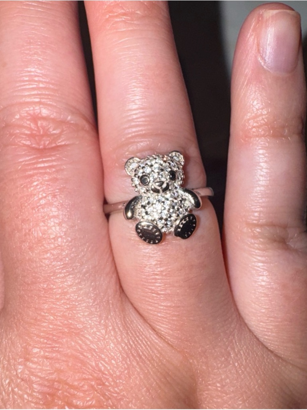 Silver Teddy Bear Pavé Ring - Sparkling Women's Fashion Ring